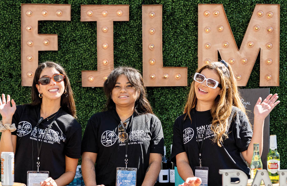 several film festival volunteers at the festival